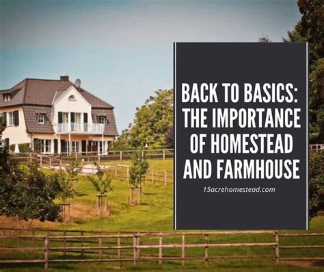 Back To Basics The Importance Of Homestead And Farmhouse 15 Acre