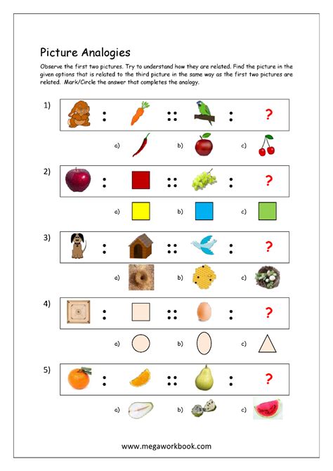 Free Printable Picture Analogy Worksheets Logical Reasoning