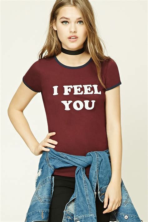 I Feel You Graphic Ringer Tee Forever 21 2000231738 T Shirts For
