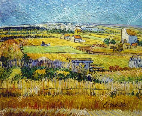 The Harvest Landscape With Blue Cart Painting By Vincent Van Gogh