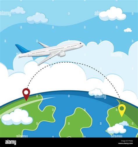 An Airplane Flying To Destination Illustration Stock Vector Image And Art