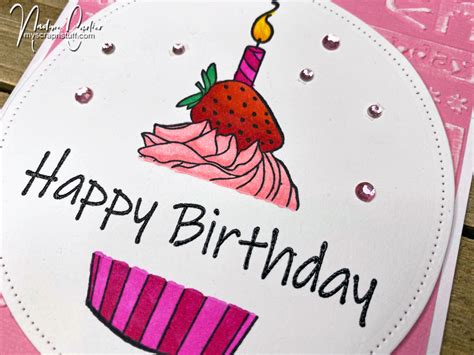 A Simple Pretty In Pink Birthday Cupcake Card ~ Nadine Carlier