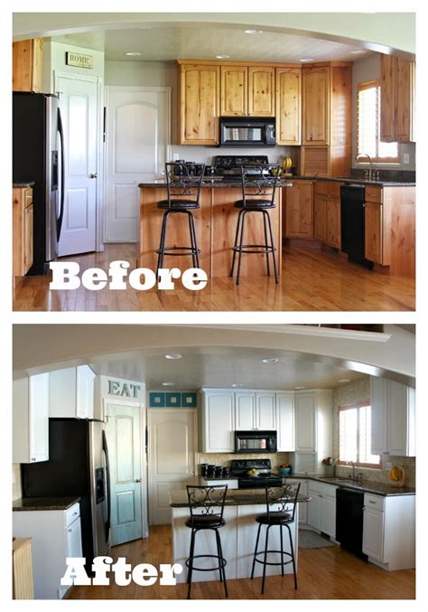After letting the doors cure for a day or two, i reinstalled them onto my cabinets and my kitchen before and after looks like this. New Carpet and Backsplash Reveal! (and a Review of Buy ...