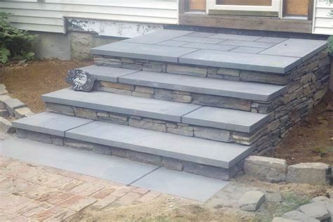 Natural Stone Risers Bluestone Treads Rocky Point Ny Concrete Front