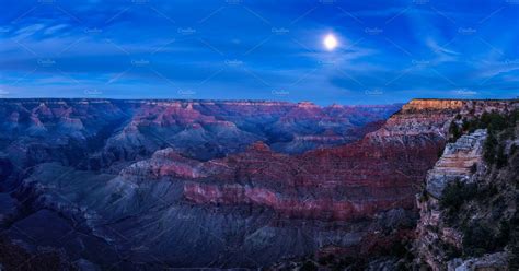Night Sky With Full Moon Over Grand Canyon High Quality Nature Stock
