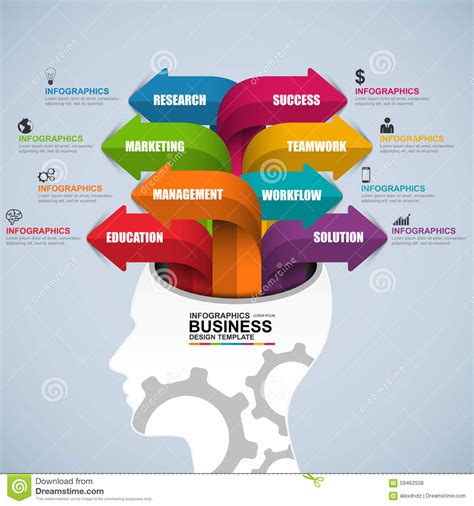 Abstract 3d Digital Business Brain Infographic Stock Vector