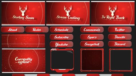 Red Christmas Animated Twitch Overlay Pack For Obs