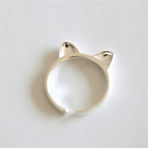 Kitty Cat Ears Ring 925 Sterling Silver Owl J