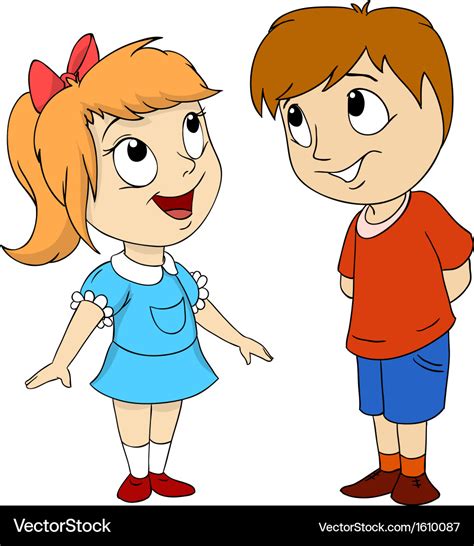 Cartoon Kids Little Girl And Boy Royalty Free Vector Image