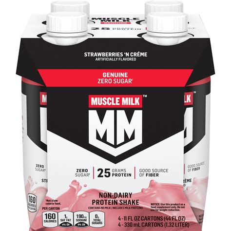 Muscle Milk Genuine Protein Shake Strawberries N Crème 11 Fl Oz Carton 4 Pack