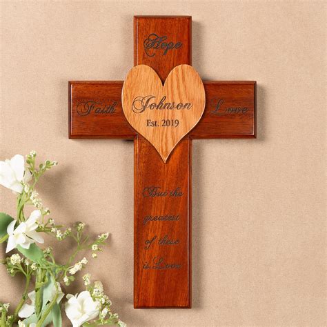 Personalized Faith Hope And Love Marriage Cross 10 Inch The