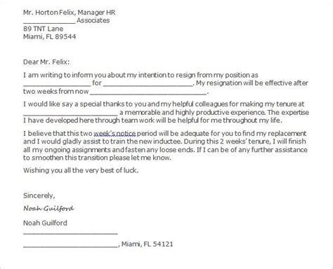 40 Two Weeks Notice Letter Templates Free Pdf Formats