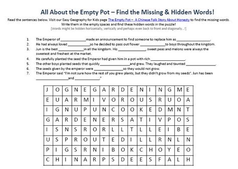 Free Printable Worksheets On Honesty Printable Word Searches