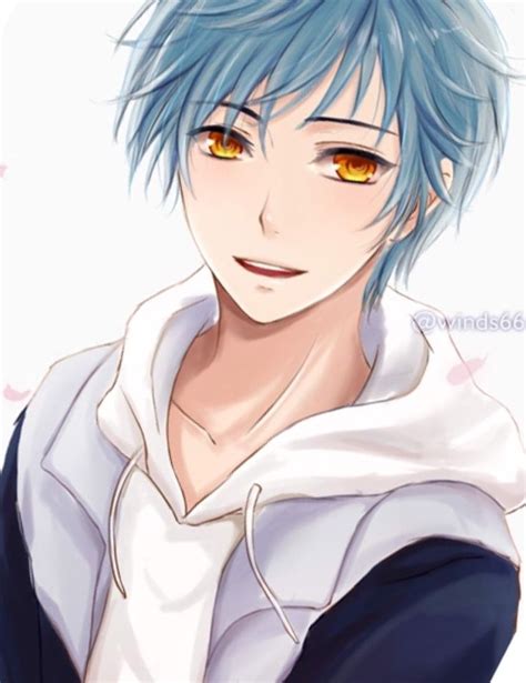 Blue Hair Color Anime Boy Anime Boy Blood Drawing Freetoedit Kawaii