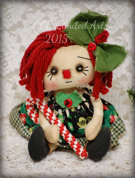 Primitive Folk Art Raggedy Mary Annie Christmas Button Eye Etsy