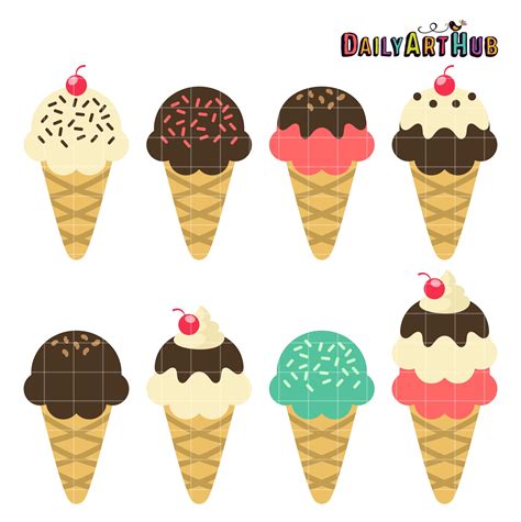 Ice Cream Cones Clip Art Set Daily Art Hub Free Clip Art Everyday