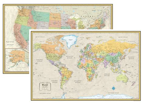 Buy Rmc Classic United States Usa And World Wall Map Set 50wx32h Online