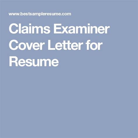 To name title company address city, state zip code. Claims Examiner Cover Letter for Resume | Cover letter for ...