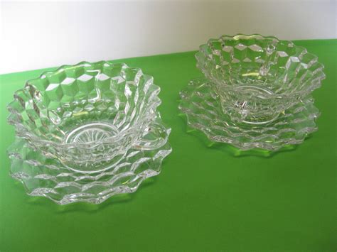 Elegant Fostoria Glass American Crystal 2 Cream Soup Bowls Under Plates Usa American