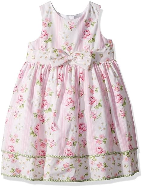 Laura Ashley London Little Girls Floral Stripe Dress Pink 6 Amazon
