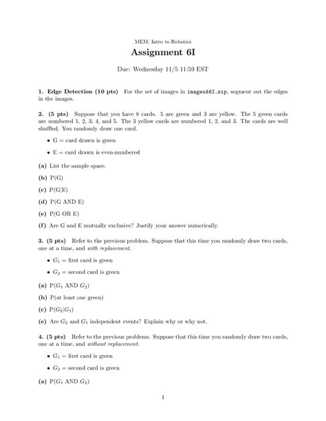 Practice Assignment 6 Introduction To Robotics Mem 455 Docsity