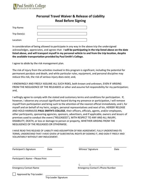 50 Free Release Of Liability Forms Liability Waiver Templatelab