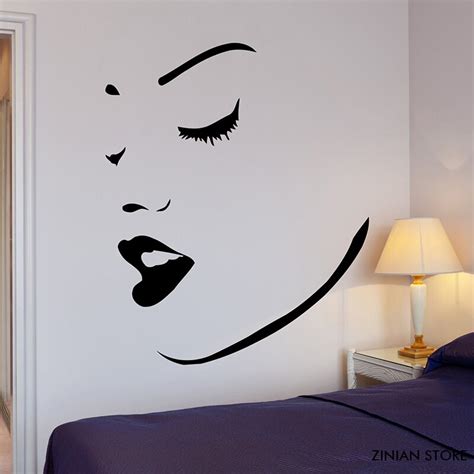 Perfect Sexy Girl Wall Decals Women Face Lips Makeup Spa Wall Sticker
