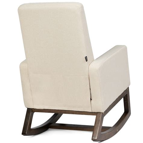 Gymax Mid Century Rocking Chair Retro Modern Fabric Upholstered Relax