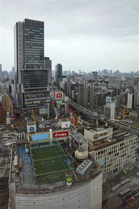 Rooftop Soccer Field In Shibuya Tokyo Japan Stock Photo