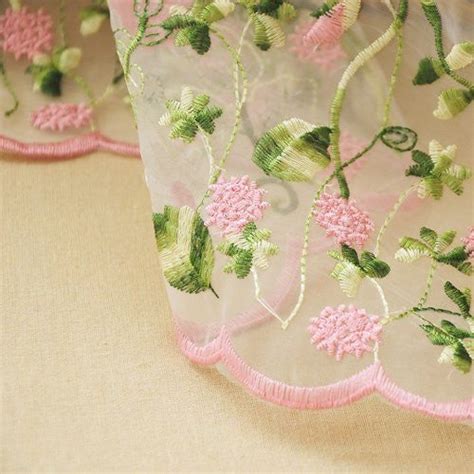 Lace Fabric Organza Pink Flower Embroidery Wedding Fabric 51 Width By