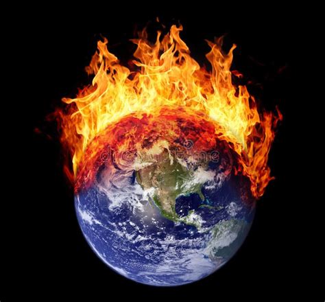 Burning Earth Globe West Hemisphere Stock Photo Image Of Destruction