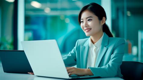 Premium Ai Image Young Asian Business Woman Working In Office