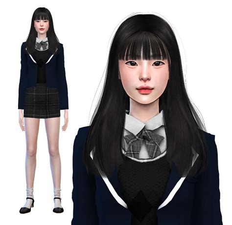 Korean School Girl The Sims 4 In 2021 Sims 4 Sims Sims Hair
