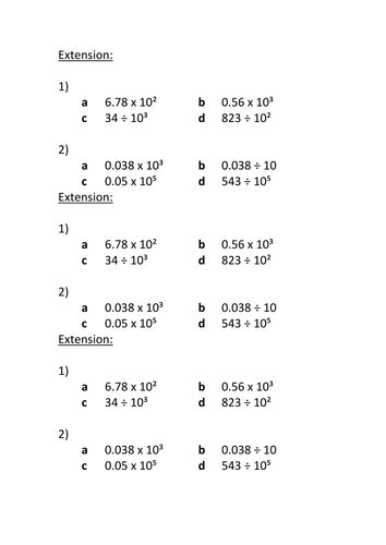 Multiplying And Dividing By Powers Of Ten Worksheet
