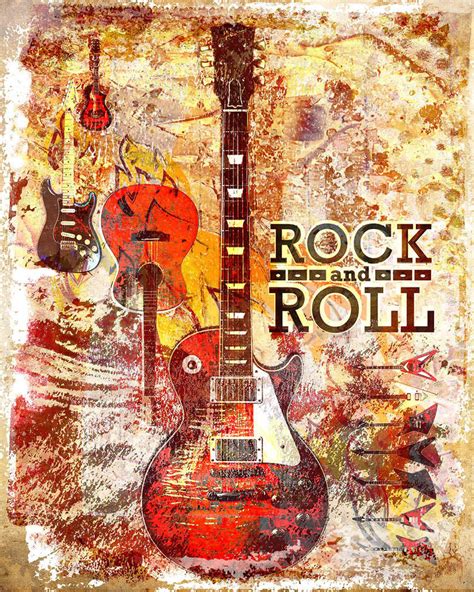 Rock And Roll Artwork Guitar Art Print Rock N Roll Sparkartwork