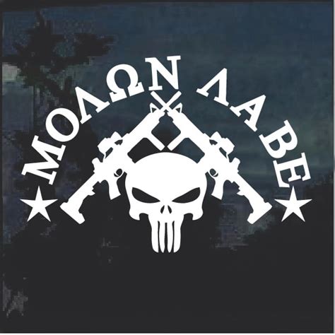 Molon Labe Pinisherskull Ar Window Decal Sticker Made In Usa