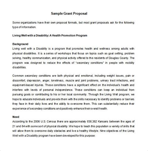Free Grant Proposal Template Word