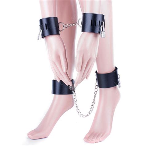 pu leather locking hand cuffs leg cuffs adult game sex slave fetish bondage restraints crazy sex
