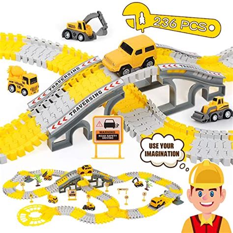 Ihaha 236pcs Engineering Tracks Car For Kids Toys 6pcs