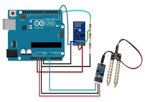 Esp8266 Wifi Interfacing Diagram With Arduino Uno And Soil Moisture