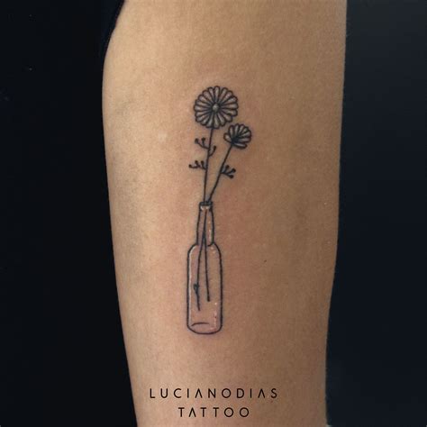 Minimal Flowers In Bottle Tattoo Made By Me At The Black Box Studio