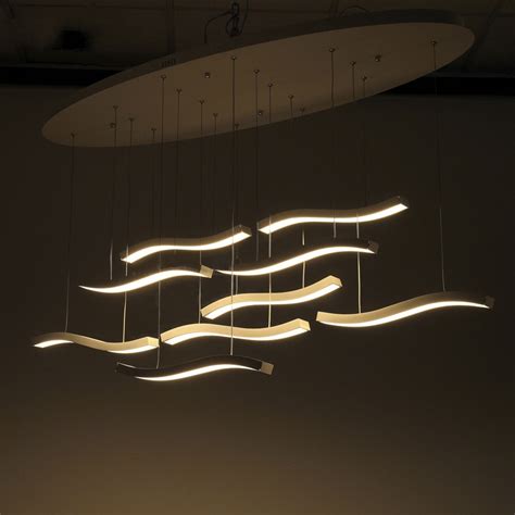 Modern Led Acrylic Chandeliers White Color Wave Led Lamp Lustres Office