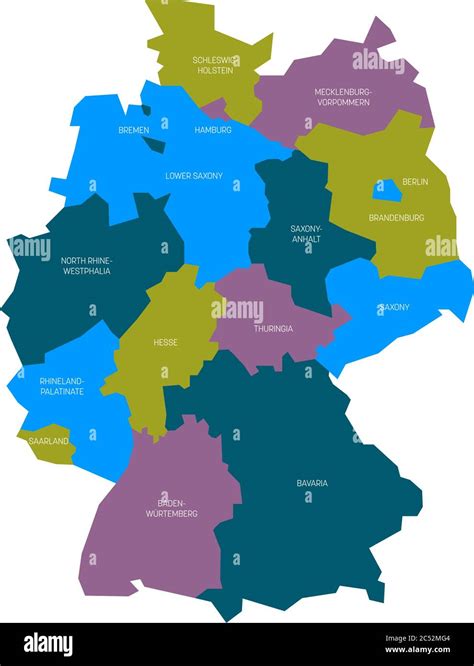 Karte Von Deutschland Aufgeteilt In 13 Bundesländer Und 3 Stadtstaaten