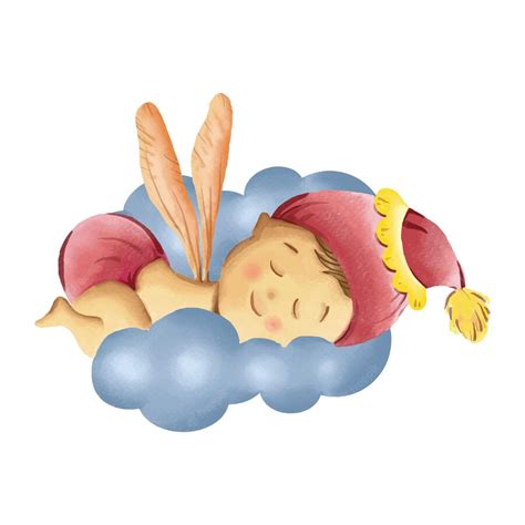 Premium Vector Cute Baby Angel Sleeping In Clouds Watercolor Hand