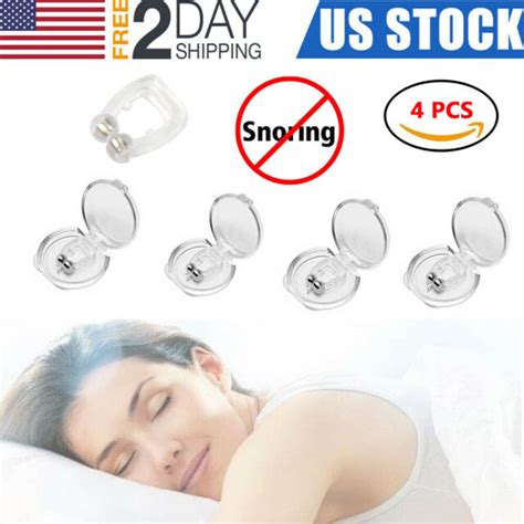 4 Pcs Silicone Clipple Magnetic Anti Snore Stop Snoring Nose Clips Sleeping Aid Ebay