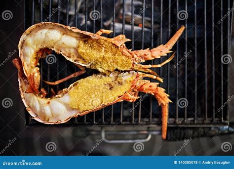 Grilled Lobster On Street Food Market In Thailand Stock Photo Image