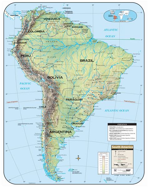 South America Large Shaded Relief Classroom Wall Map With Backboard
