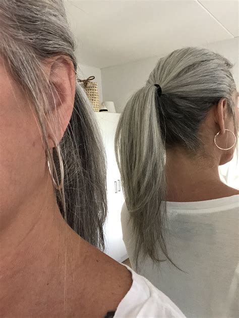 Loving My Grey Ponytail Grey Hair Inspiration Dark Underneath Hair