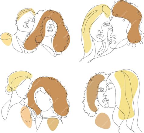 Premium Vector Continuous Line Drawing Of Two Lesbians Kissing Valentines Day Love Romance