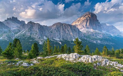 Download Wallpapers Dolomites Evening Sunset Alps Mountain